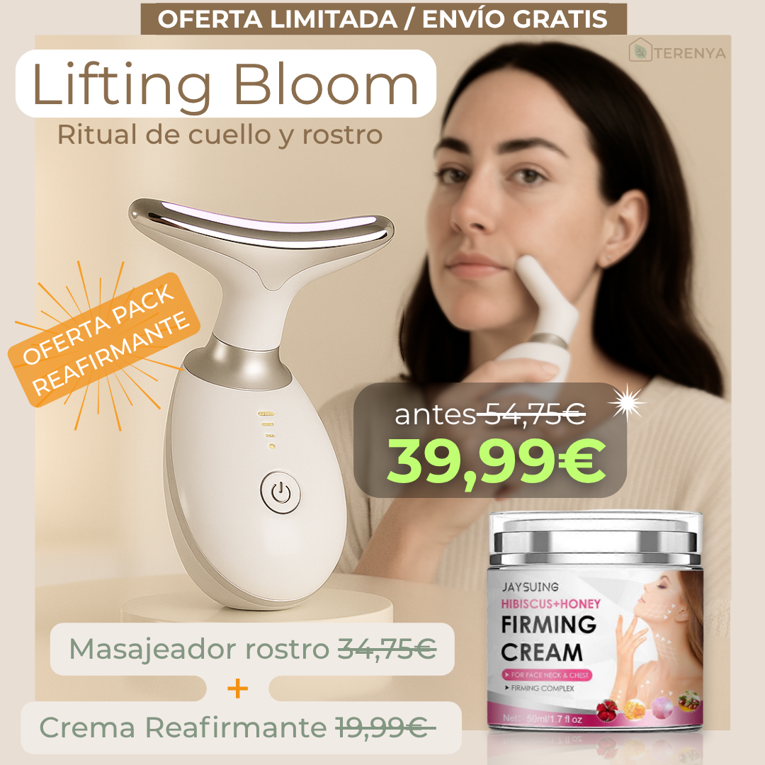 LIFTING BLOOM™ - Pack Masajeador Rostro + Crema Reafirmante Hibisco y Miel