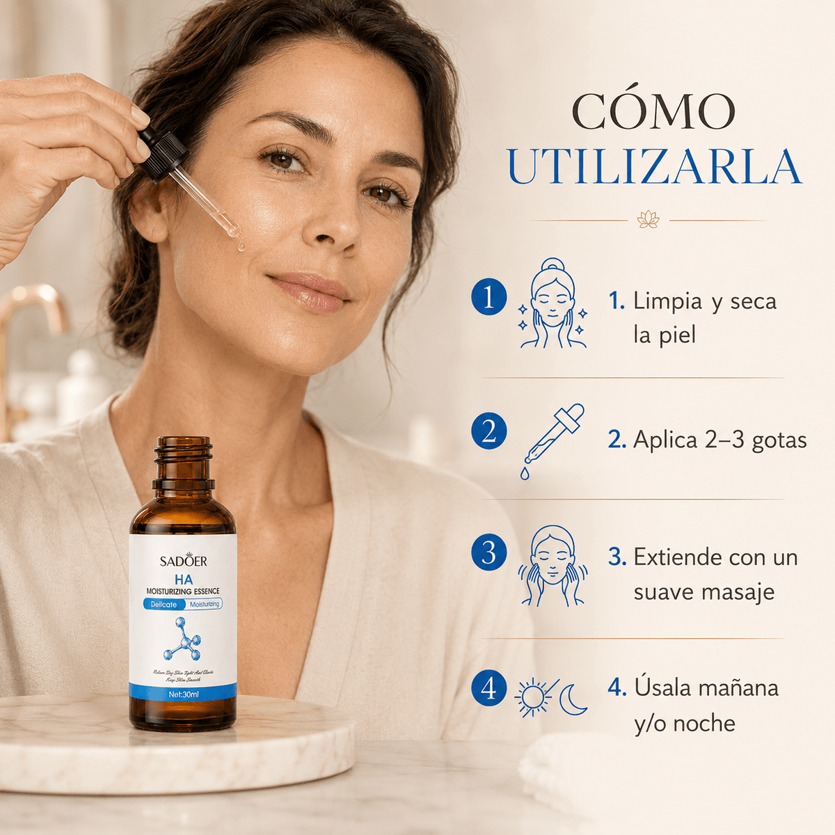 Esencia Hidratante Hialurónica HA – Hidratación Profunda y Antiedad (30g) - Terenya